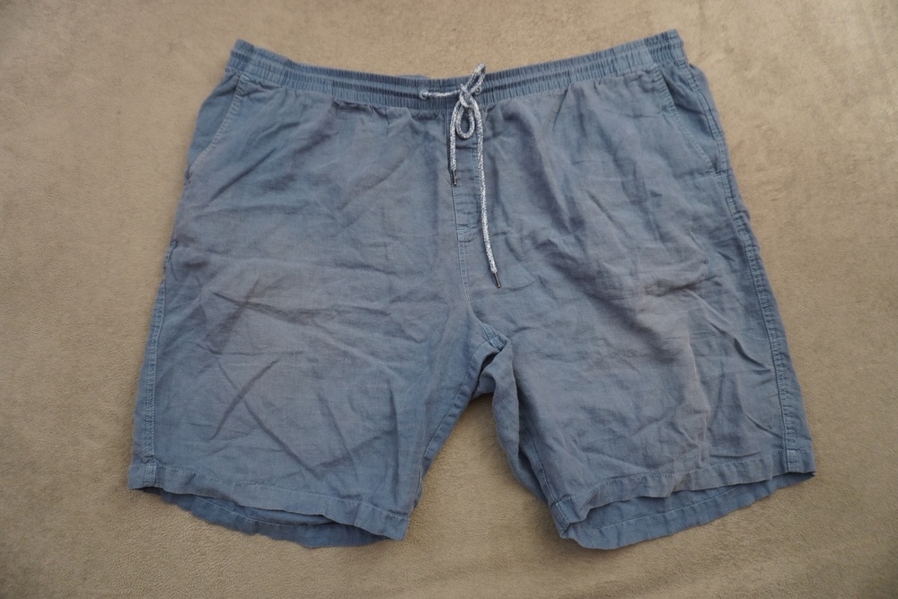 Tommy Bahama Shorts Mens 3XLT 46 Blue Linen Elastic Waist Drawstring 9" Inseam